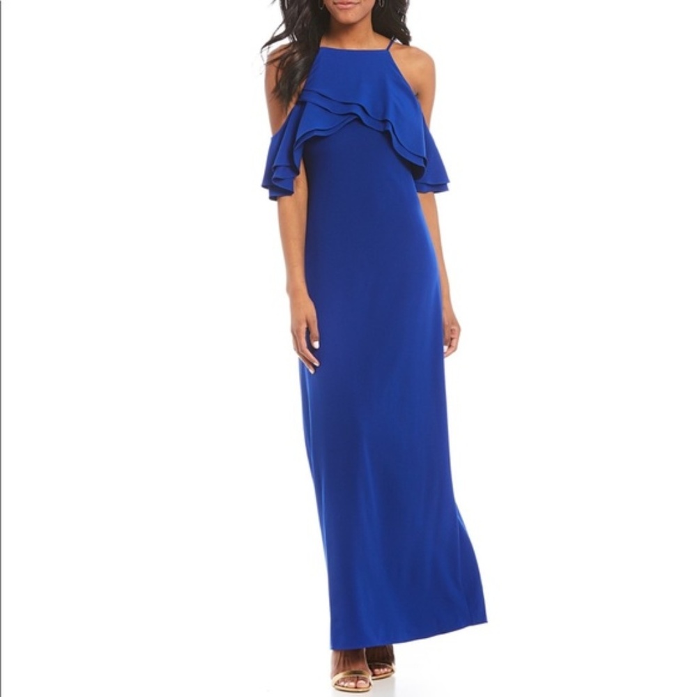 Marina Cold Shoulder Ruffle Dress Size 6